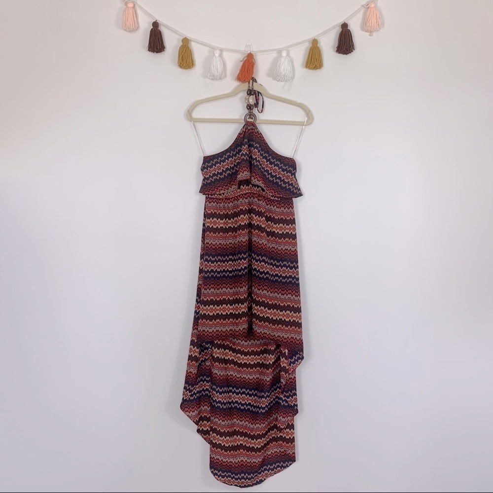 Umgee Beaded Halter Neck Dress Hi Lo Hem Size Large